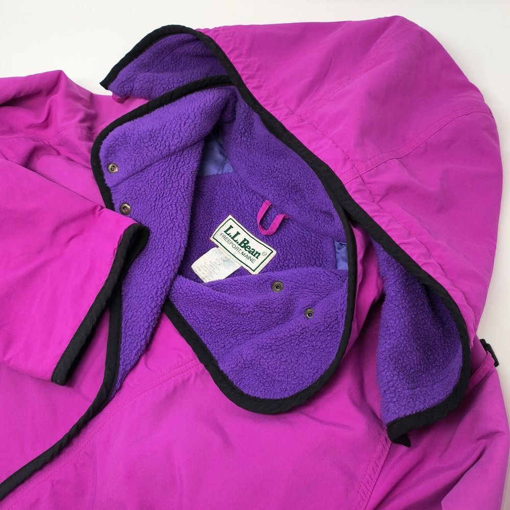L.L.Bean Parka‎ Coat Women's XL Magenta Purple Fleece Polartec Lined Hooded J136